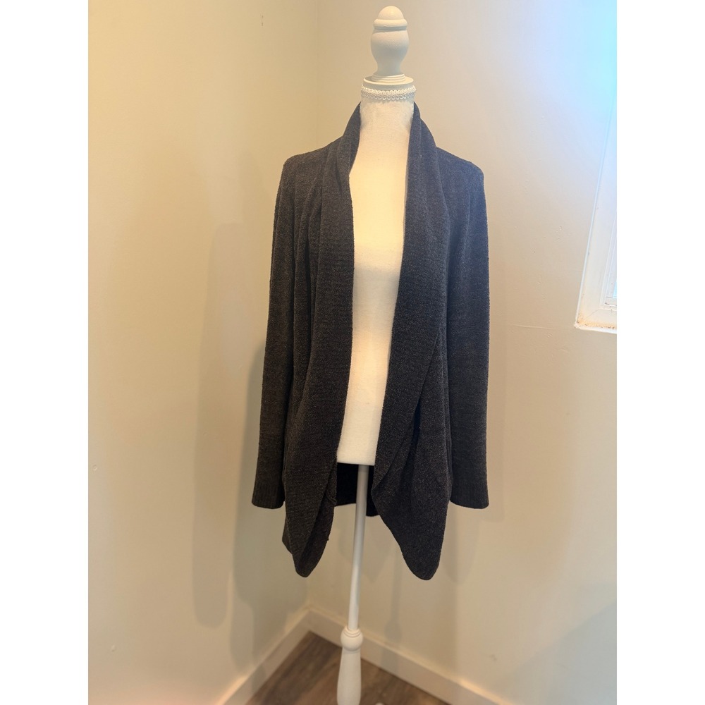 Barefoot Dreams Cozychic Lite Circle Cardigan Graphite Gray Open Front M